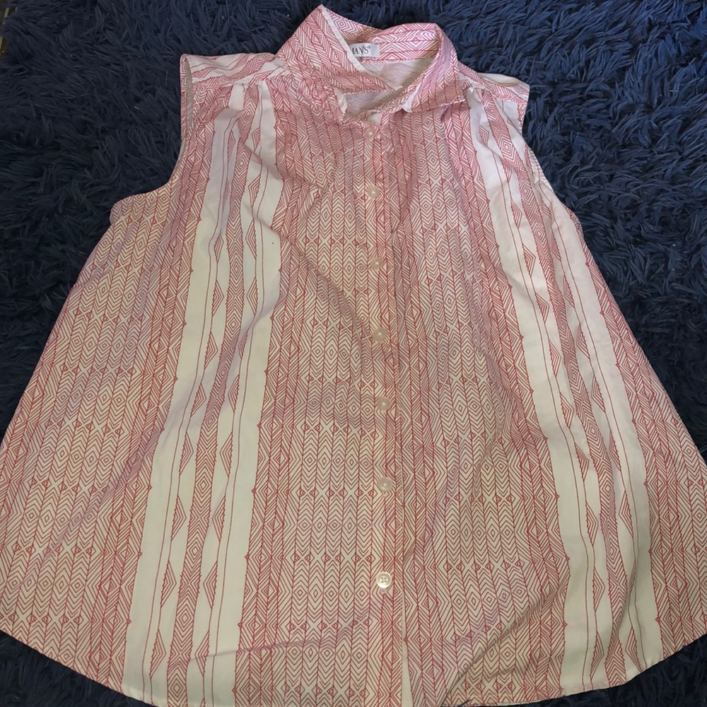 Red white patterned blouse